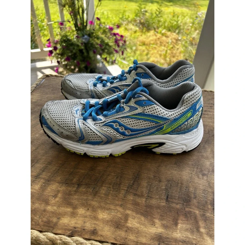 Saucony Grid Cohesion Womens 8 Running Shoes Silver Blue Athletic Sneakers